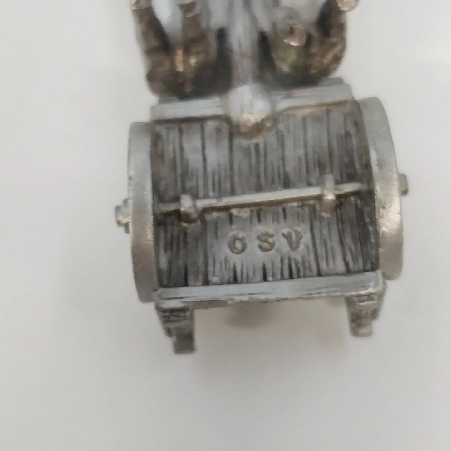 OSV Pewter Oxen Cart Wagon Miniature Farm Animal Figurine Vintage 2" Collectible