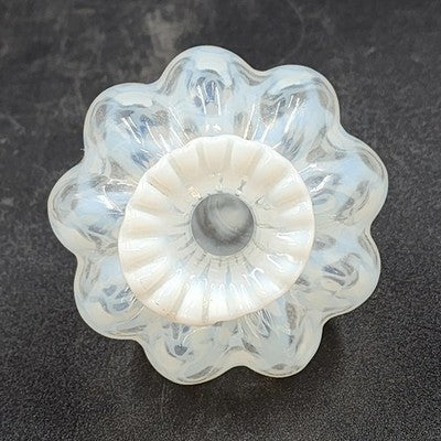 Fenton Glass Perfume Bottle White French Opalescent Lattice Optic Squat 4.25"