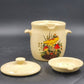 Ceramic Grease Drippings Jar w Lid Strainer Mushroom Homemade Pottery 1981 Vtg