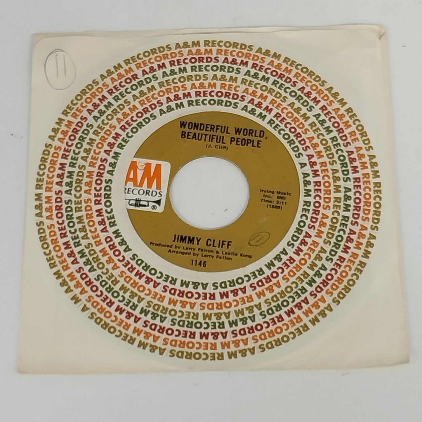 Jimmy Cliff Wonderful World Beautiful People 45 RPM Vinyl A&M