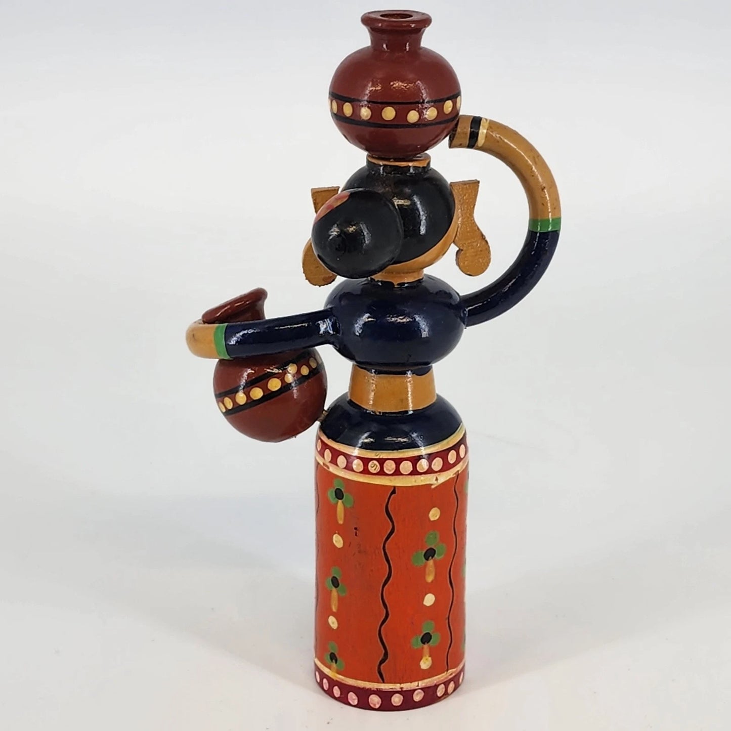 Channapatna Handmade Wooden Doll Karnataka India 7.5 Inch