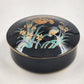 Japan Ceramic Trinket Pot Box 6" Black Gold Gilt Bird & Flowers Ring Box