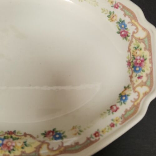 2 Mount Clemens MILDRED Floral Design Serving Platters Vintage 1930s 13.5 & 9.5"