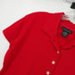 Limited Red Polo Shirt Women Large Cotton Stretch Short Sleeve Button Collar Top