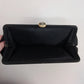 Black Structured Clutch Purse Bag Gold Faux Stone Clasp Vintage Eveningwear