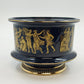 Florentine Italy Footed Pottery Bowl Cobalt Blue Gold Classical 4" Tall x 5.25"d