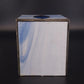 Stained Glass Tissue Box Cover Blue Swirl Slag Glass Metal 5" Bathroom Decor Vtg