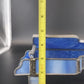 Blue Marbled Stained Glass Grand Piano Trinket Jewelry Box Metal Frame 7" Vtg