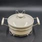 Simpson Ovenstone Casserole Dish with Lid & Silver Plated Serving Caddy 8" Vtg