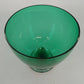 Crate & Barrel Emerald Green Art Glass Bowl Clear Base MCM Centerpiece Poland
