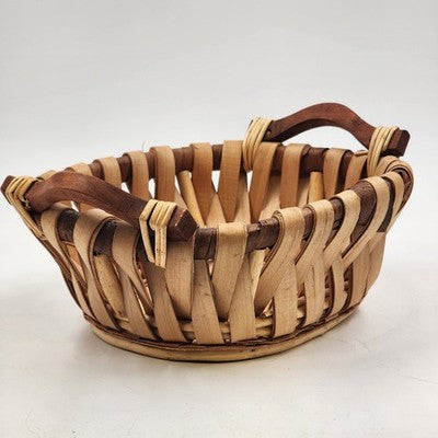 Oval Basket with Wooden Handles 12"x9" LaVeeda Hand Woven Rattan Wicker