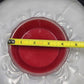 Indiana Glass White Footed Bowl Red Tulips Ruffled Edge Vintage
