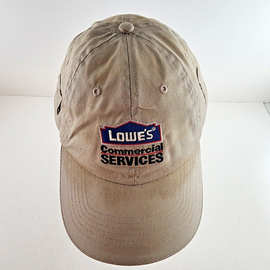 Baseball Hat Cap Loews Commercial Services Logo Beige Tan One Size Hook Loop