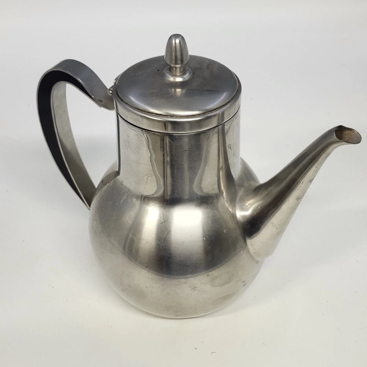 Oneida 18/8 Stainless Steel Tea Coffee Server 8" Hinged Lid Curved Spout Handle