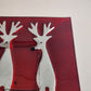 Crate & Barrel Reindeer Platter 17" x 12” Red Glass Serving Tray G7005 Vintage