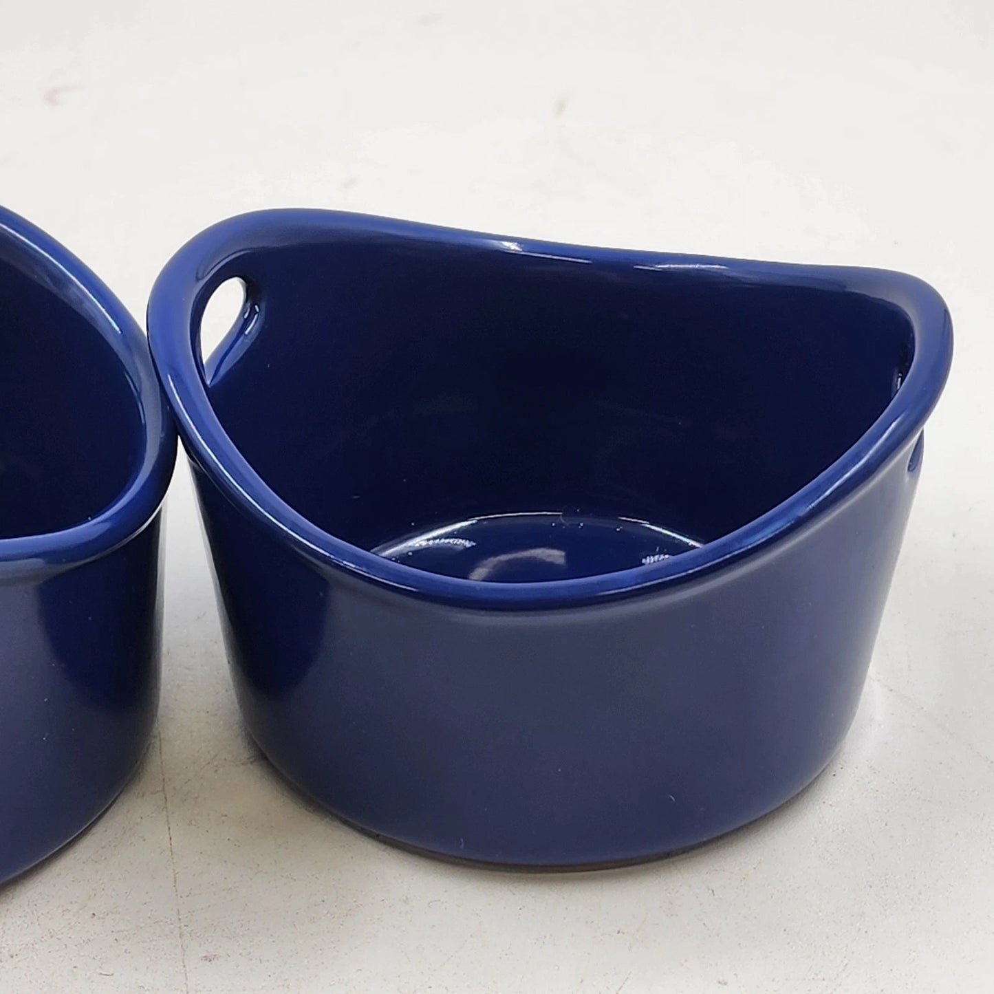 2 Rachael Ray Baking Ramekins Dish Double Handle Cobalt Blue 10 oz Stoneware