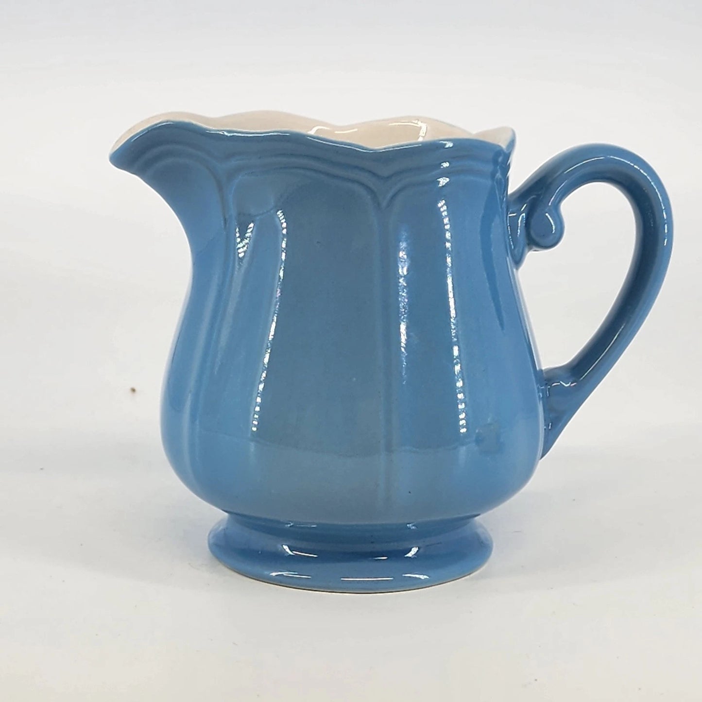 Linda Ironstone 4008 Creamer Pottery Delphite Blue 10 oz Japan Boho Vintage
