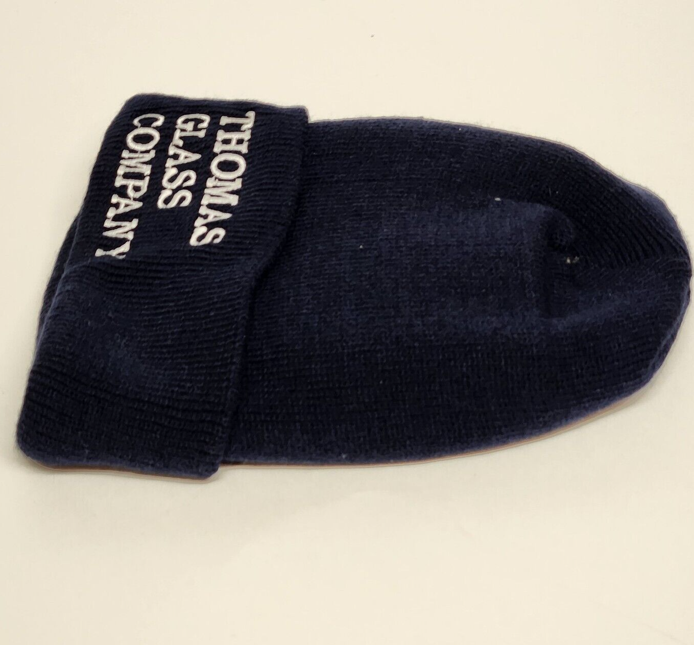 Thomas Glass Company Embroidered Navy Blue Beanie Stocking Cap Vintage