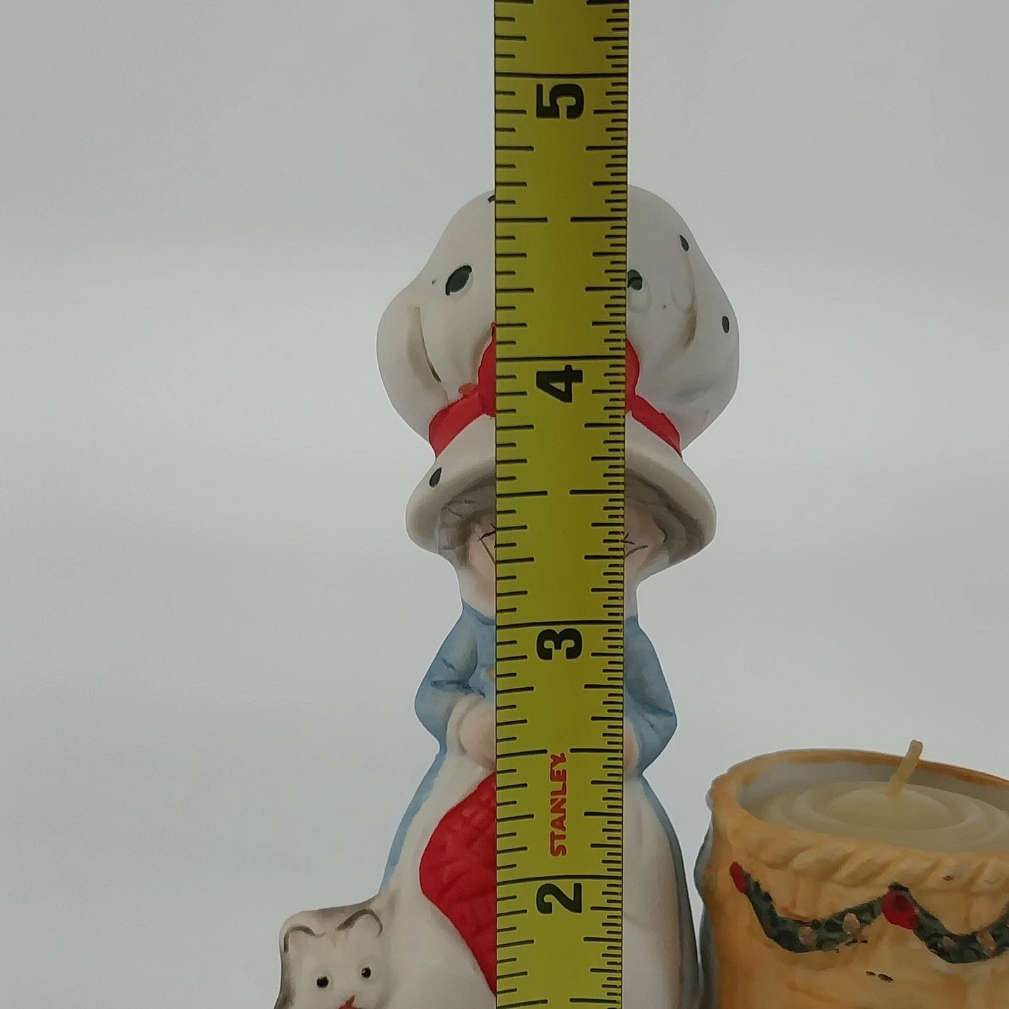 Jasco Christmas Luvkins Mrs Claus Candle Holder Knitting Cat Porcelain 1978 Vtg