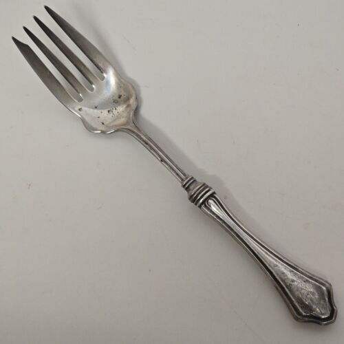Hand Forged Maker Unknown Extra Large Fork 4-Prong Silver Handle Antique 8.75"
