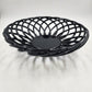 Black Lattice Glazed Ironstone Bread Fruit Bowl Basket Palermo by Artimino 13"d