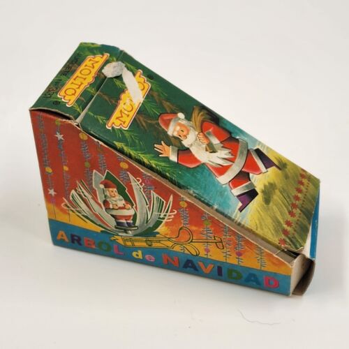 Tin Spinning Christmas Tree Push Toy Vintage 1950's with Santa Molto Spain #331