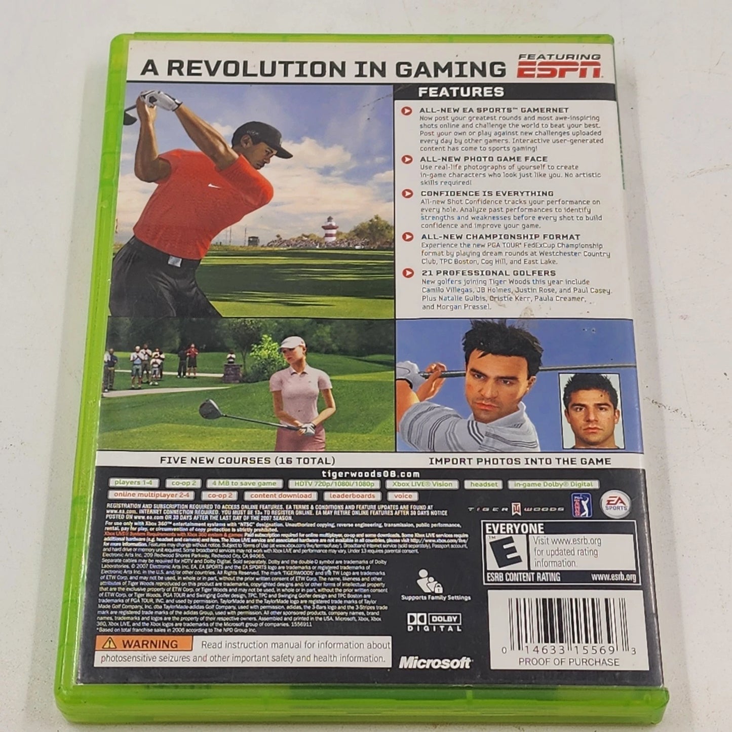 Tiger Woods PGA Tour 2008 Microsoft Xbox 360 Golf Video Game Console EA Sports