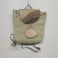 Beige Backpack Purse Faux Leather Bucket Bag Tassel Drawstring Flap Women's
