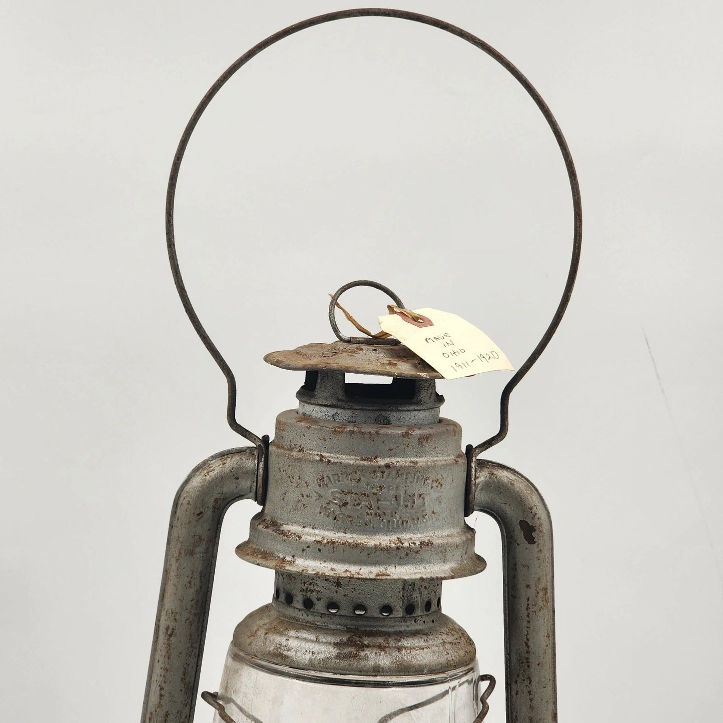 Antique Sta-Lit Kerosene Lantern Warren Stamping Original 14" Farmhouse Light