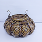 Handwoven Bamboo Ikebana Philippine Basket 18" Diameter x 11" High Footed Vtg