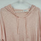 Cloud Chaser Women's Large Peach Pink Lightweight Hoodie Lace Trim Semi Sheer