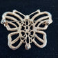 Gold Tone Butterfly Brooch Clear & Amber Faceted Rhinestones Large Pin Vintage