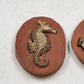 2 Handmade Brass Leather Pins Art Craft Scout Project Seahorse & Anchor 2" Vtg