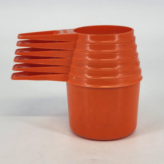 Tupperware Harvest Orange Measuring Cups Set 6 Complete 1970s MCM Retro Kitchen