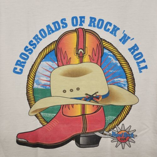 Hard Rock Cafe Nashville T-Shirt XL White Cowboy Hat Boot Graphic Vintage