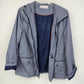 Breckenridge Women's Large Raincoat Blue White Check Hooded Full Zip Snap Jacket