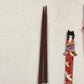 Japanese Wood Chopstick 3 Sets Kokeshi Doll Rest Butterfly Fabric Pouch Gift Vtg