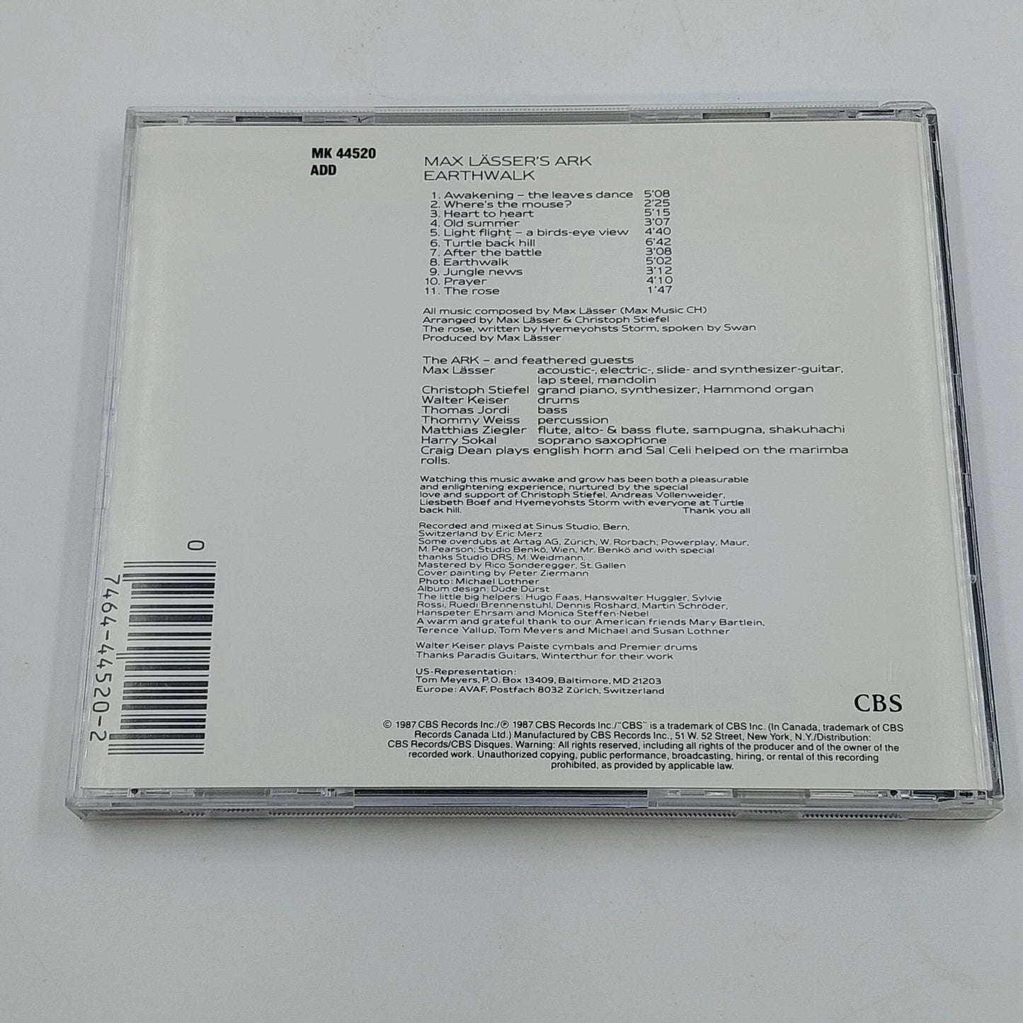 Max Lässer's Ark Earthwalk CD 1987 CBS New Age Ethnic Fusion MK 44520