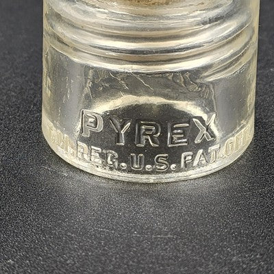 Pyrex MC Clear Glass Electrical Insulator 2.5"x4" Reg US Pat USA