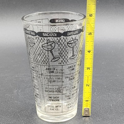 Irvinware Cocktail Mixer Shaker Glass w/ 1950s Drink Recipes USA Barware Vtg