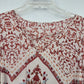 Women's Boho Embroidered Crop Top Medium White Floral Blouse