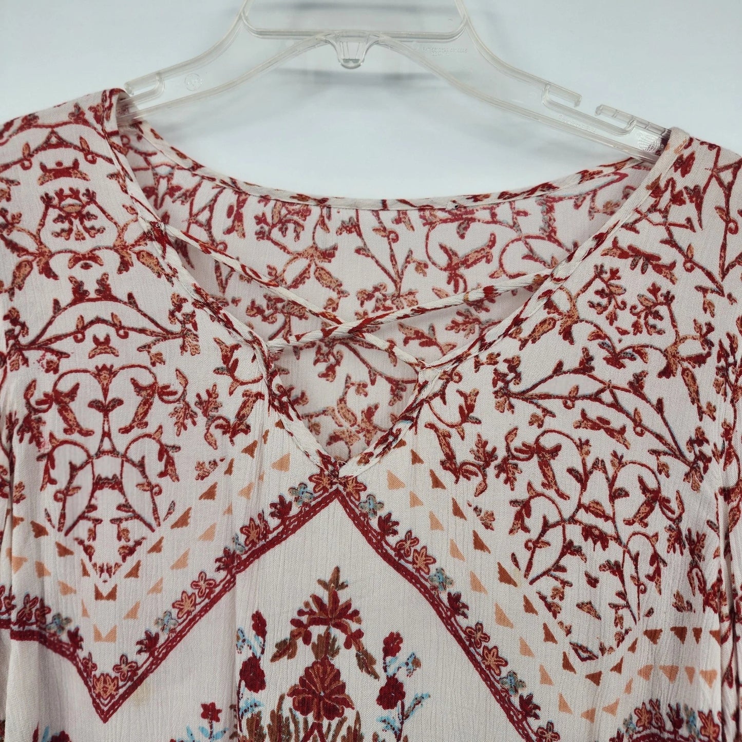 Women's Boho Embroidered Crop Top Medium White Floral Blouse