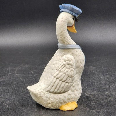 Enesco Policeman White Duck Goose Figurine 7" w Cap & Tie Porcelain 1986 Mexico