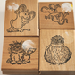 Lot of 4 Ann-ticipation Mouse Design Wooden Mounted Rubber Stamps Vintage