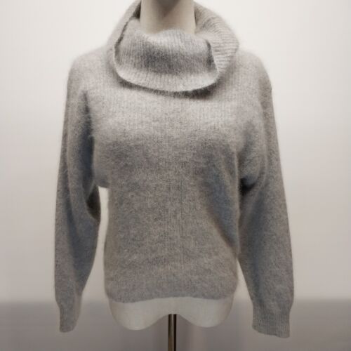 SML Sport Gray Pullover Fuzzy Sweater Cowl Neck Long Sleeve Size Small