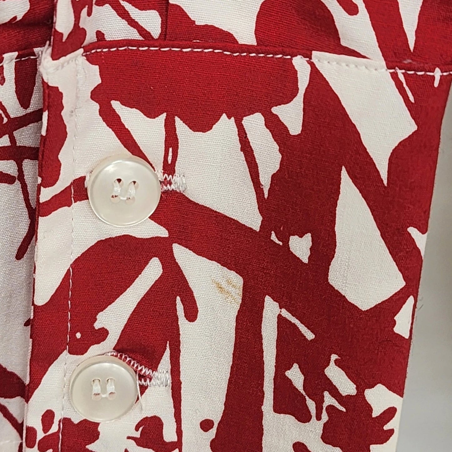 Avenue Stretch Women's Plus 18/20 Red White Tropical Floral Shirt Cotton Button
