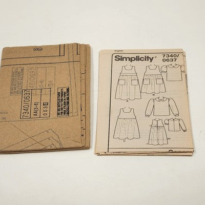 Simplicity 0637 Vintage Sewing Pattern 1996 Uncut Girl's Jumper Blouse Sz AA 3-6