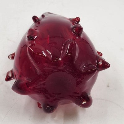 Pier 1 Glass Christmas Tree Figurine 8" Cranberry Red Tapered Cased Style