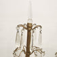 2 Gilt Brass Candelabra Table Lamps Antique Drop Crystal Prisms 4 Candle Lights