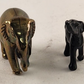 2 Metal Elephants Miniature Black & Brass Good luck Figure Statue Truck Up Down